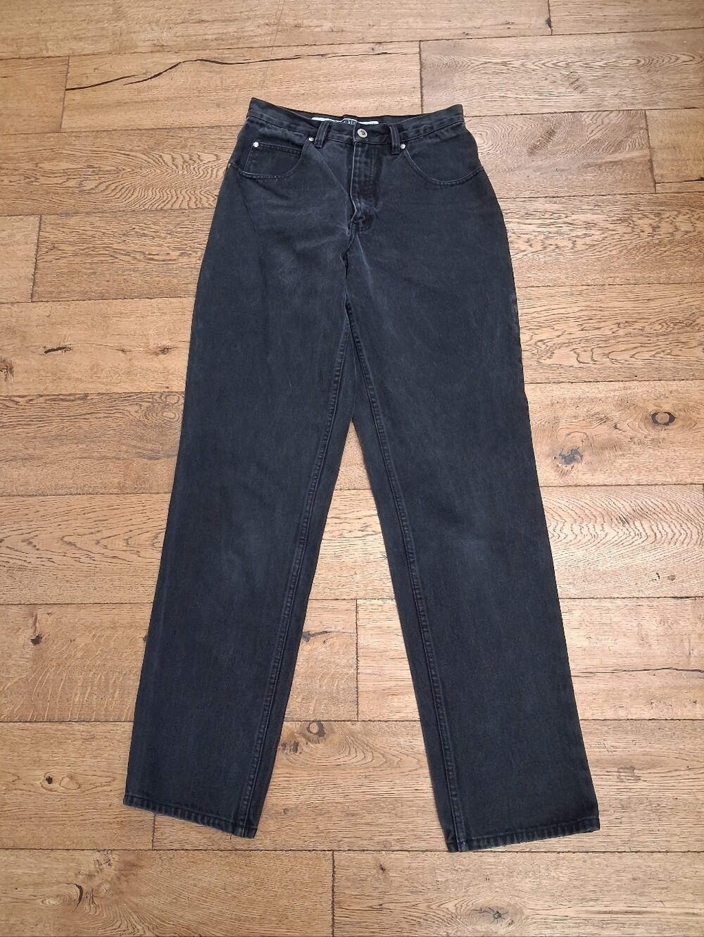 Y2K Anchor Blue Jeans Womens Black Loose Fit Baggy High Rise Denim Jeans Size 31